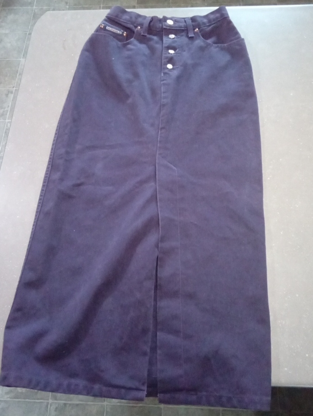 Vintage HOLLYWOOD THE JEANS PPL.Button-Front PURPLE Maxi Skirt with Front Slit